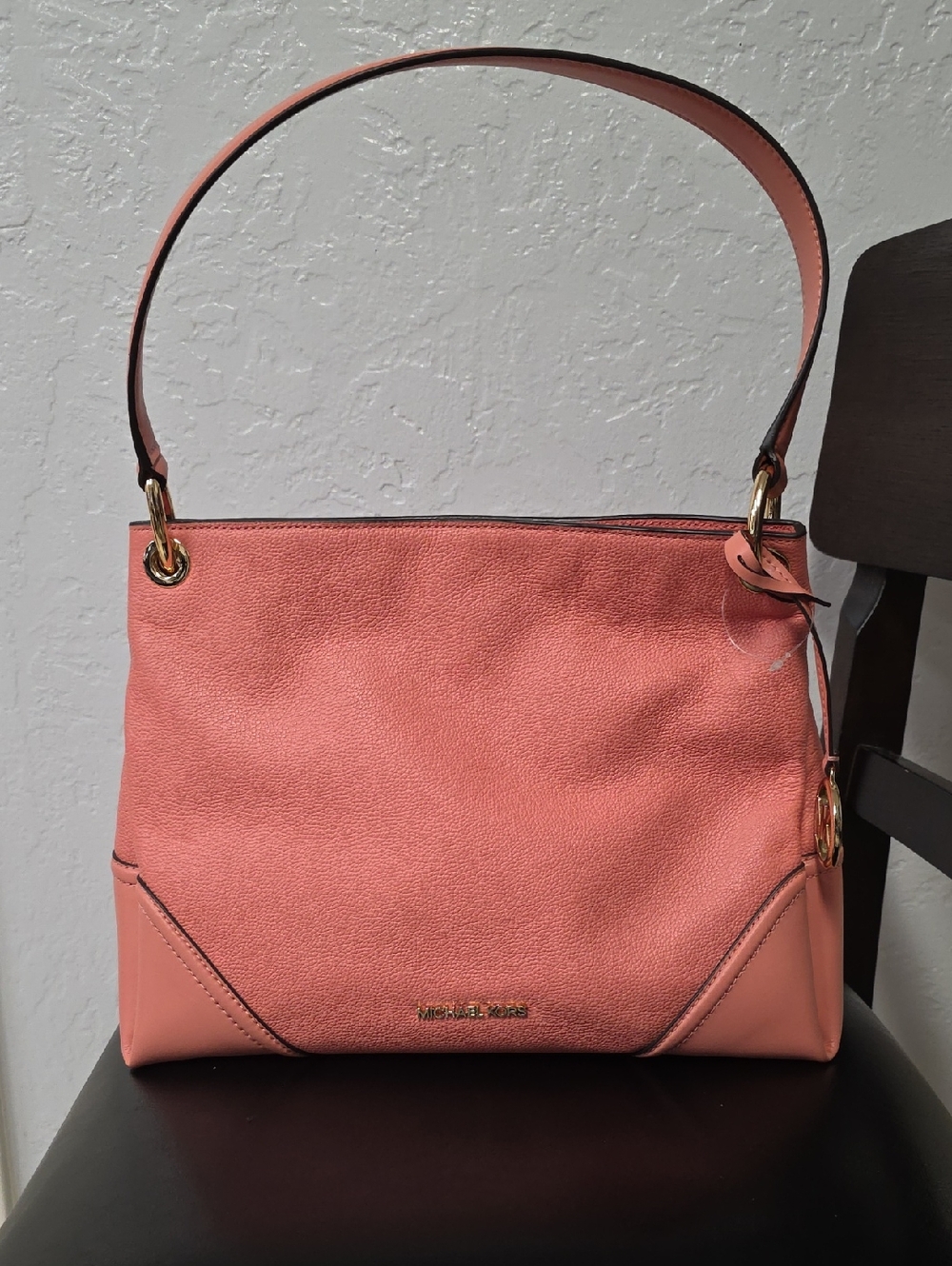 Michael Kors Nicole Medium Leather Shoulder Bag with Gold Hardware